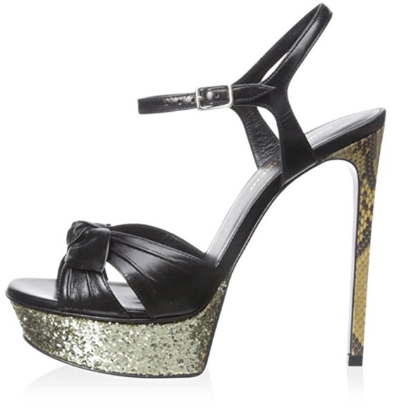 Saint Laurent Classic Sandal Black/Gold Glitter - Picture 6 of 7